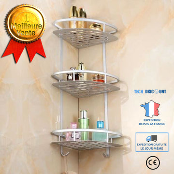 TD® Étagère à 3 niveaux Supports Accessoires de Salle de Bain Coin Rangement Brosse Savon Serviette Douche Nettoyage Facile /Grilles